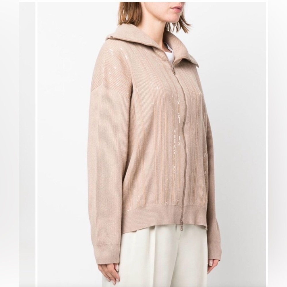 Brunello Cucinelli Women's sequin embellished zip cardigan Sweater